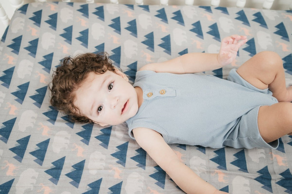 Organic Bamboo Cotton Muslin Crib Sheet in Rustic Retreat - Crib Sheet - Custom Crafting Alliance, LLC