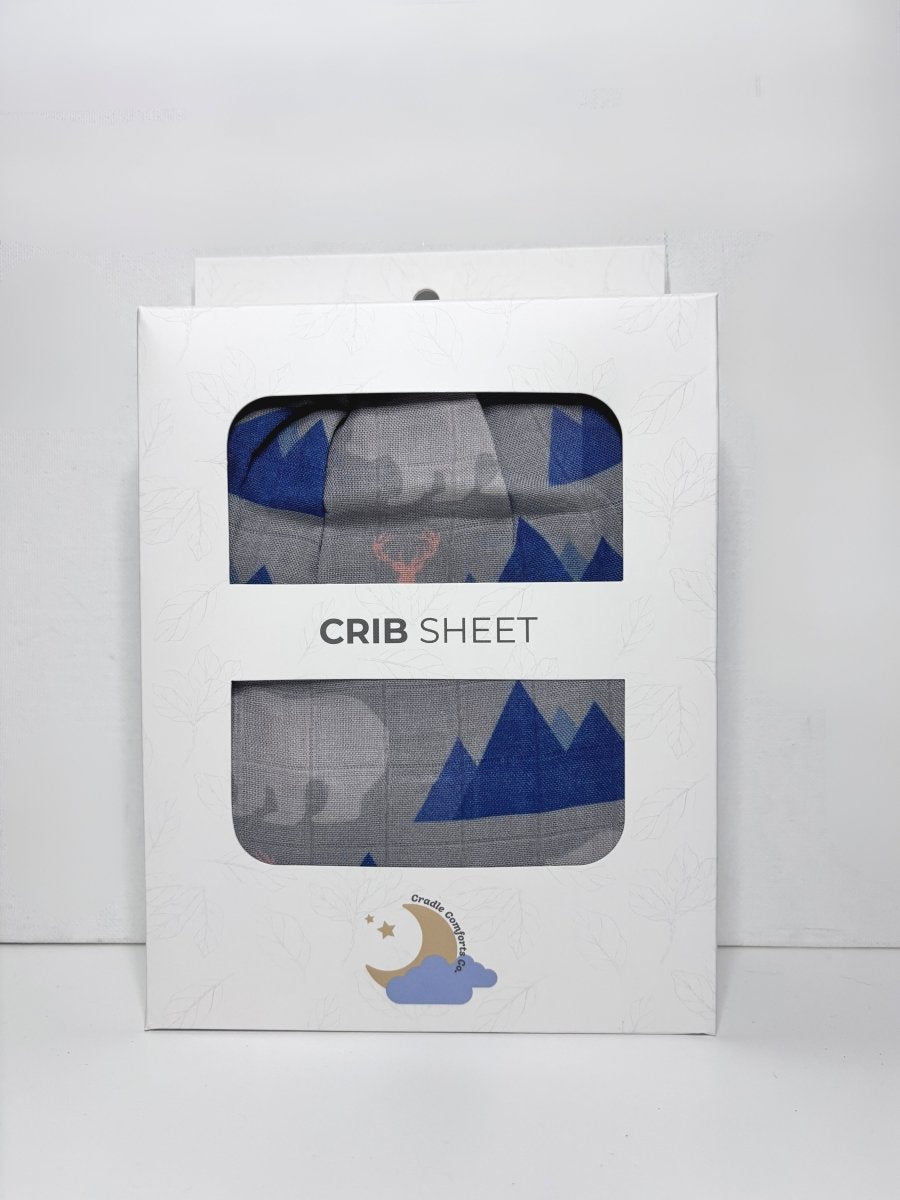 Organic Bamboo Cotton Muslin Crib Sheet in Rustic Retreat - Crib Sheet - Custom Crafting Alliance, LLC