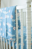 Organic Bamboo Cotton Muslin Swaddle Blanket in Baseballs in the Sky - Baby & Toddler Blankets - Custom Crafting Alliance, LLC