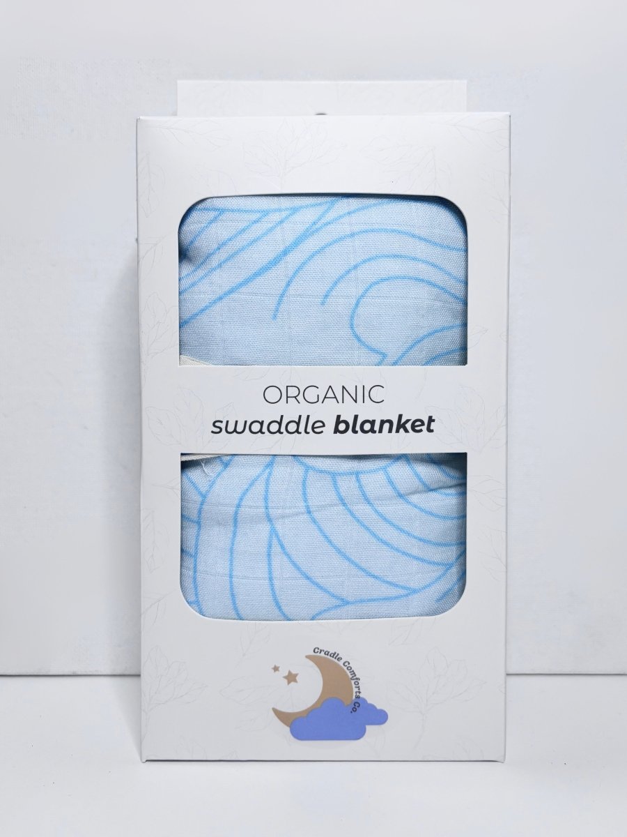 Organic Bamboo Cotton Muslin Swaddle Blanket in Crashing Sea Waves - Baby & Toddler Blankets - Custom Crafting Alliance, LLC