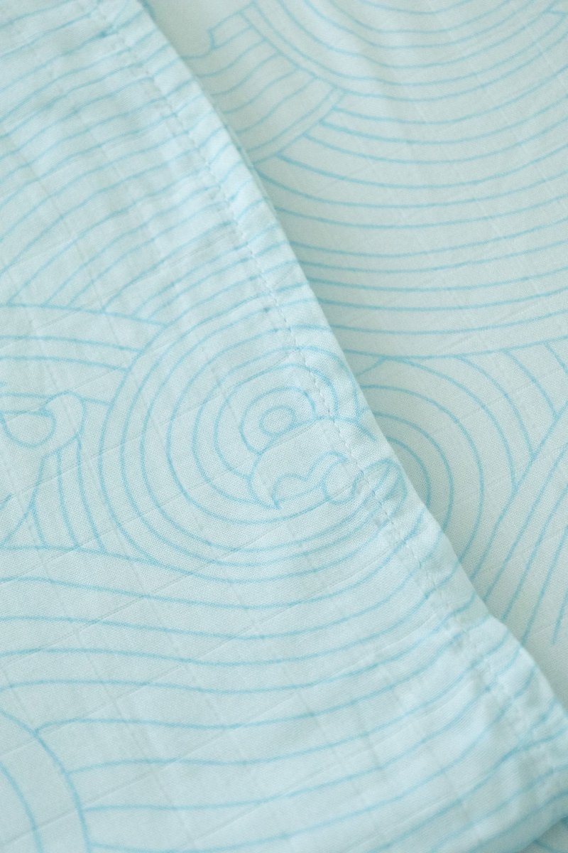 Organic Bamboo Cotton Muslin Swaddle Blanket in Crashing Sea Waves - Baby & Toddler Blankets - Custom Crafting Alliance, LLC