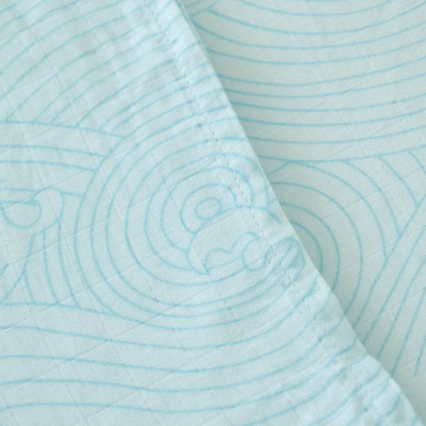 Organic Bamboo Cotton Muslin Swaddle Blanket in Crashing Sea Waves - Baby & Toddler Blankets - Custom Crafting Alliance, LLC
