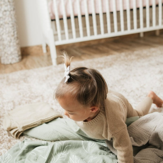 Organic Bamboo Cotton Muslin Swaddle Blanket in Natural Oasis Willow - Baby & Toddler Blankets - Custom Crafting Alliance, LLC