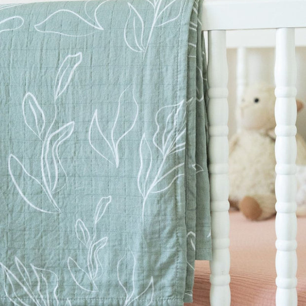 Organic Bamboo Cotton Muslin Swaddle Blanket in Natural Oasis Willow - Baby & Toddler Blankets - Custom Crafting Alliance, LLC