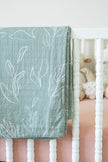 Organic Bamboo Cotton Muslin Swaddle Blanket in Natural Oasis Willow - Baby & Toddler Blankets - Custom Crafting Alliance, LLC