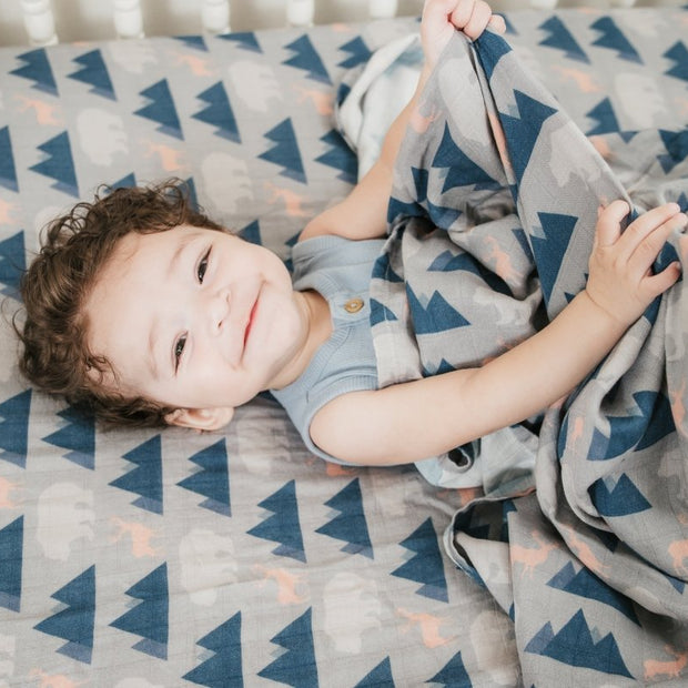 Organic Bamboo Cotton Muslin Swaddle Blanket in Rustic Retreat - Baby & Toddler Blankets - Custom Crafting Alliance, LLC