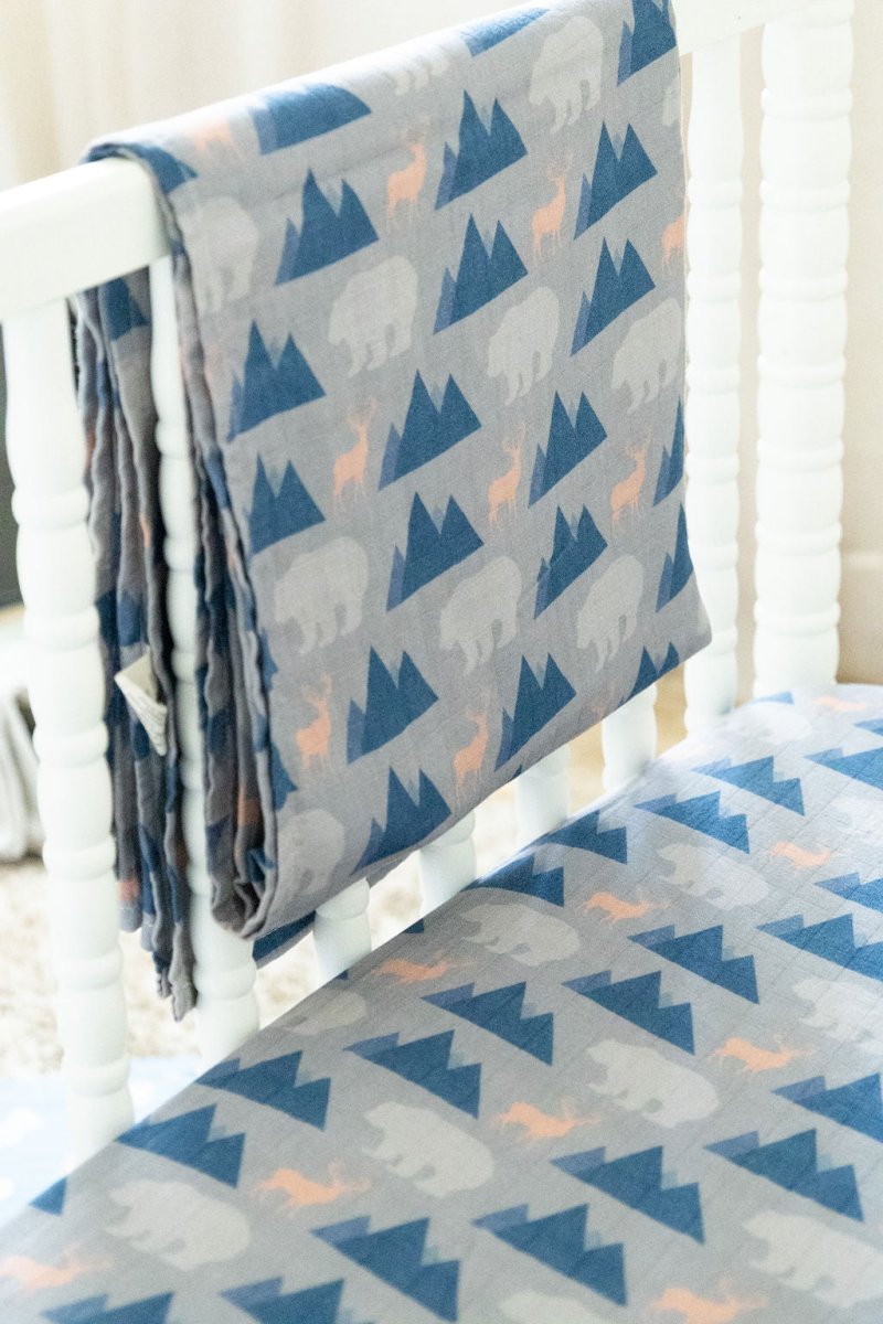 Organic Bamboo Cotton Muslin Swaddle Blanket in Rustic Retreat - Baby & Toddler Blankets - Custom Crafting Alliance, LLC