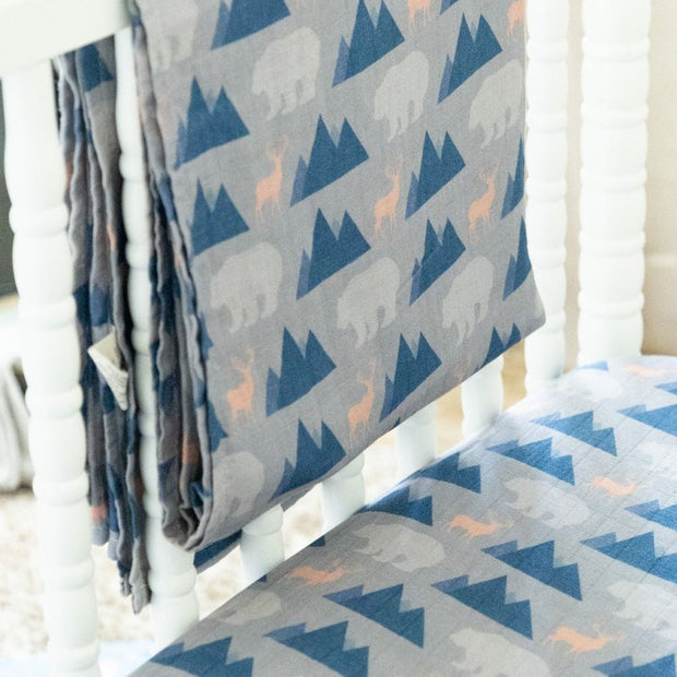 Organic Bamboo Cotton Muslin Swaddle Blanket in Rustic Retreat - Baby & Toddler Blankets - Custom Crafting Alliance, LLC