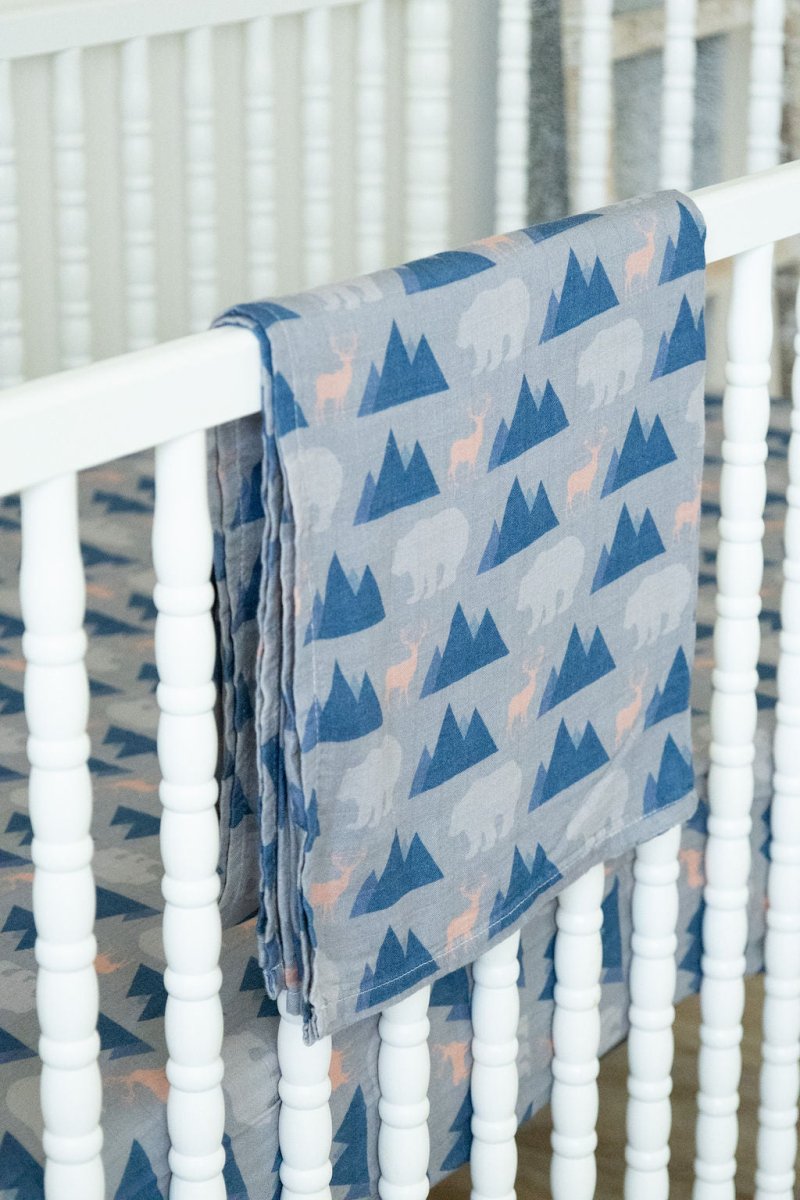 Organic Bamboo Cotton Muslin Swaddle Blanket in Rustic Retreat - Baby & Toddler Blankets - Custom Crafting Alliance, LLC