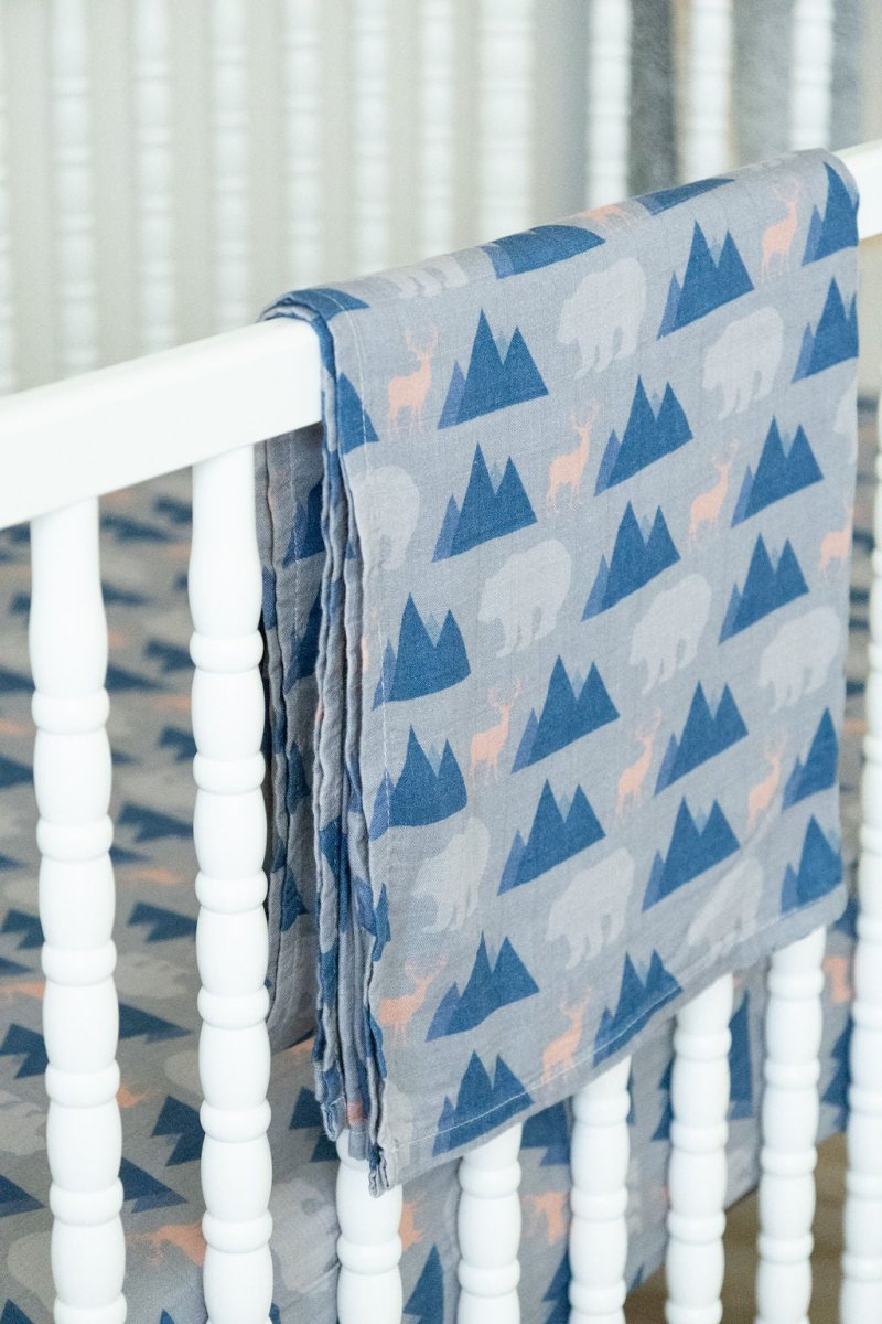 Organic Bamboo Cotton Muslin Swaddle Blanket in Rustic Retreat - Baby & Toddler Blankets - Custom Crafting Alliance, LLC