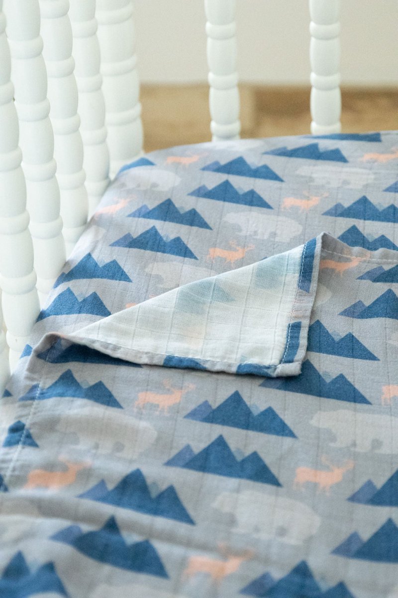 Organic Bamboo Cotton Muslin Swaddle Blanket in Rustic Retreat - Baby & Toddler Blankets - Custom Crafting Alliance, LLC