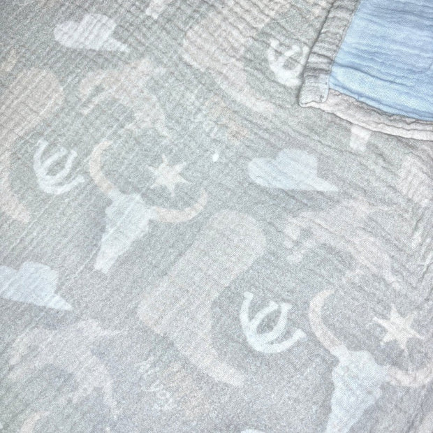 Organic Cotton Gauze Muslin Crib Sheet in Yippee Ki Yay Cowboy - Crib Sheet - Custom Crafting Alliance, LLC