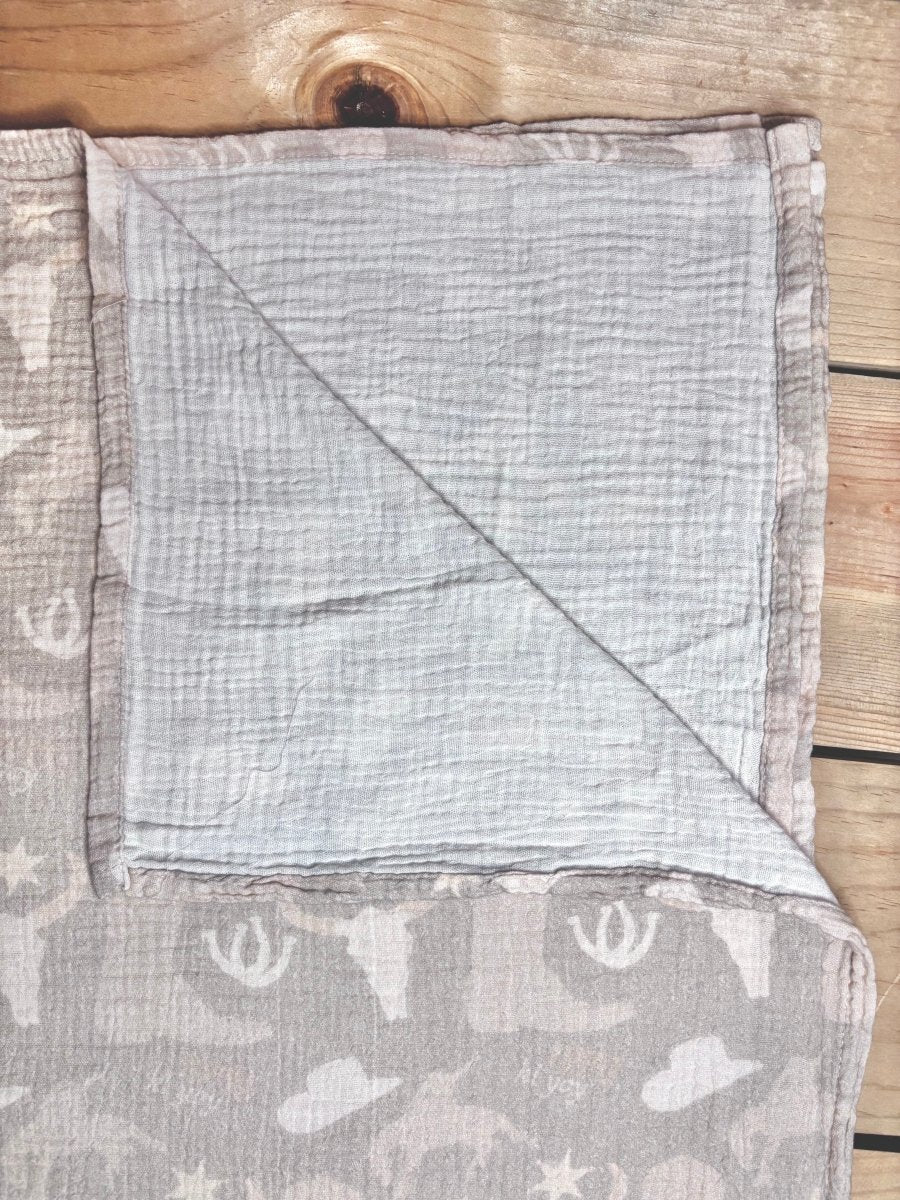 Organic Cotton Gauze Muslin Swaddle Blanket in Yippee Ki Yay - Baby & Toddler Blankets - Custom Crafting Alliance, LLC