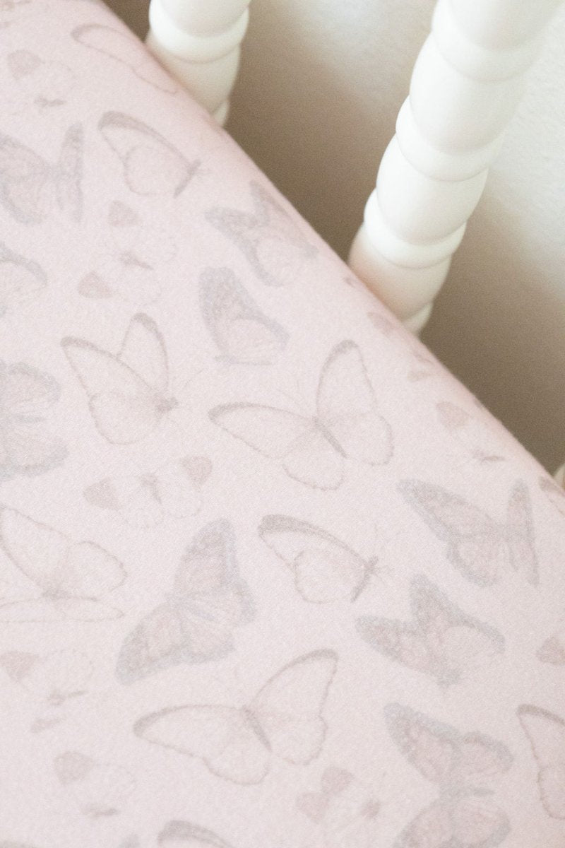 Organic Cotton Jersey Crib Sheet in Butterfly Dreamscape - Crib Sheet - Custom Crafting Alliance, LLC