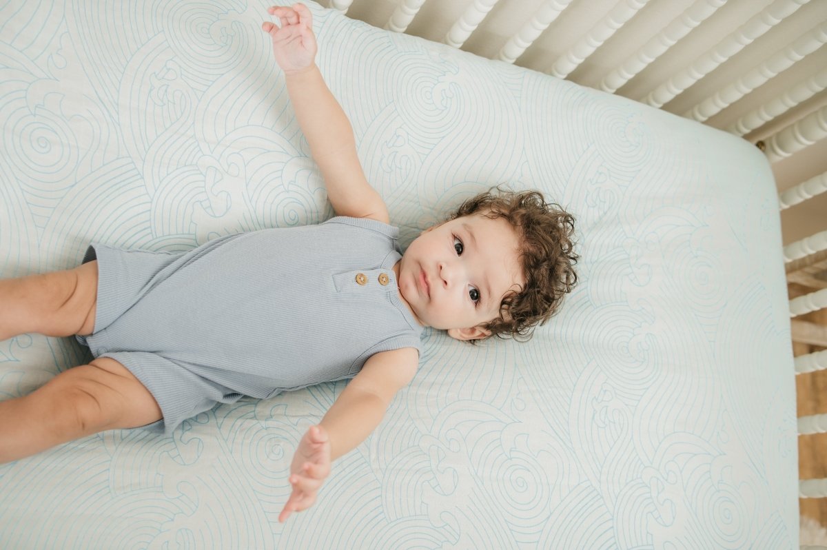 Organic Crashing Sea Waves Bamboo Cotton Blend Crib Sheet - Crib Sheet - Custom Crafting Alliance, LLC