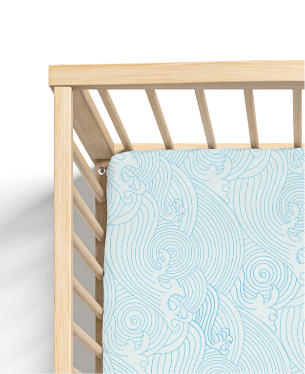 Organic Crashing Sea Waves Bamboo Cotton Blend Crib Sheet - Crib Sheet - Custom Crafting Alliance, LLC