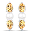 2.78 Carat Genuine Citrine and Pearl .925 Sterling Silver Earrings