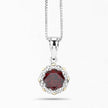 2.32 Carat Genuine Garnet and White Diamond 14K Yellow Gold with .925 Sterling Silver Pendant