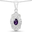 0.54 Carat Genuine Amethyst and White Topaz .925 Sterling Silver Pendant