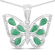 1.91 Carat Genuine Emerald and White Zircon .925 Sterling Silver Pendant