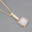 0.53 Carat Genuine Ethiopian Opal and White Diamond 10K Yellow Gold Pendant