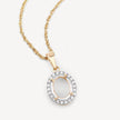 0.22 Carat Genuine White Diamond 14K Yellow Gold Semi Mount Pendant - holds 9x7mm Oval Gemstone