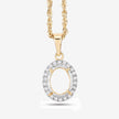 0.22 Carat Genuine White Diamond 14K Yellow Gold Semi Mount Pendant - holds 9x7mm Oval Gemstone