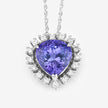 3.25 Carat Genuine Tanzanite and White Diamond 14K White Gold Pendant