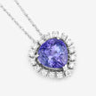 3.25 Carat Genuine Tanzanite and White Diamond 14K White Gold Pendant