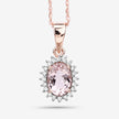 0.81 Carat Genuine Morganite and White Diamond 14K Rose Gold Pendant