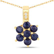 0.43 Carat Genuine Blue Sapphire and White Diamond 10K Yellow Gold Pendant