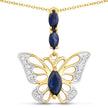 0.92 Carat Genuine Blue Sapphire and White Zircon .925 Sterling Silver Pendant