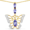 0.75 Carat Genuine Tanzanite and White Zircon .925 Sterling Silver Pendant