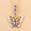 0.75 Carat Genuine Tanzanite and White Zircon .925 Sterling Silver Pendant