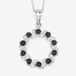 1.30 Carat Genuine Blue Sapphire and White Topaz .925 Sterling Silver Pendant