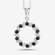 1.30 Carat Genuine Blue Sapphire and White Topaz .925 Sterling Silver Pendant