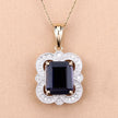 4.07 Carat Genuine Iolite and White Diamond 14K Yellow Gold Pendant