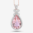 8.14 Carat Genuine Morganite and White Diamond 14K Rose Gold Pendant