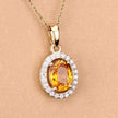 1.78 Carat Genuine Yellow Sapphire and White Diamond 14K Yellow Gold Pendant