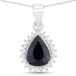 2.09 Carat Genuine Blue Sapphire and White Diamond 14K White Gold Pendant