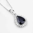 2.09 Carat Genuine Blue Sapphire and White Diamond 14K White Gold Pendant