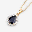 2.09 Carat Genuine Blue Sapphire and White Diamond 14K Yellow Gold Pendant