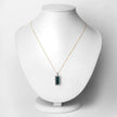4.28 Carat Genuine Green Tourmaline and White Diamond 14K Yellow Gold Pendant