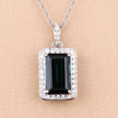 3.55 Carat Genuine Green Tourmaline and White Diamond 14K White Gold Pendant