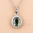 1.39 Carat Genuine Green Tourmaline and White Diamond 14K White Gold Pendant