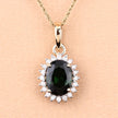 1.39 Carat Genuine Green Tourmaline and White Diamond 14K Yellow Gold Pendant
