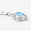 3.82 Carat Genuine Aquamarine and White Diamond 14K White Gold Pendant