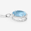 9.59 Carat Genuine Aquamarine and White Diamond 14K White Gold Pendant