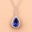 3.05 Carat Genuine Tanzanite and White Diamond 14K White Gold Pendant
