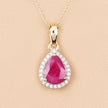 1.55 Carat Genuine Ruby and White Diamond 10K Yellow Gold Pendant